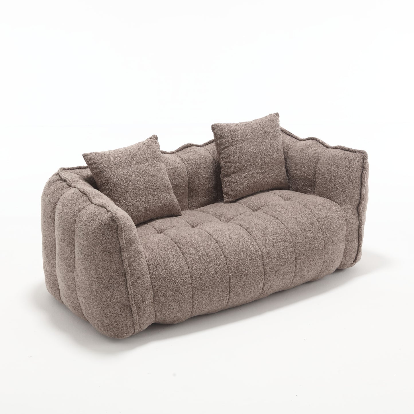 Comfortable Brown Beanbag Chair for Two - Chenille Foam Sofa