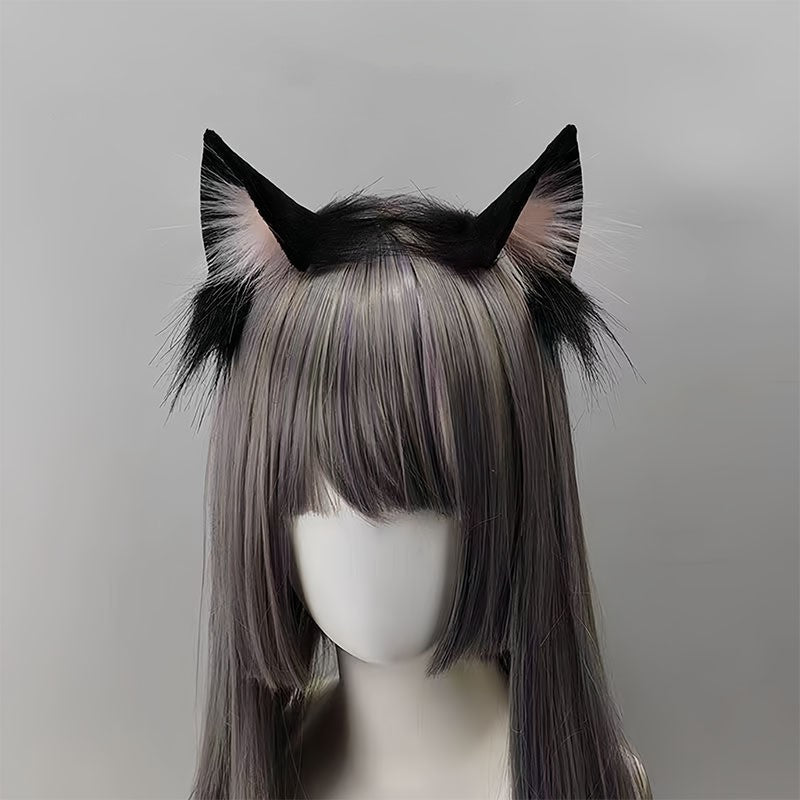 Black Cat Ears Plush Headband