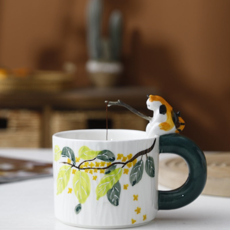 Cute Cartoon Pet Ceramic Mug - Handmade Animal Drinkware for Kitchen