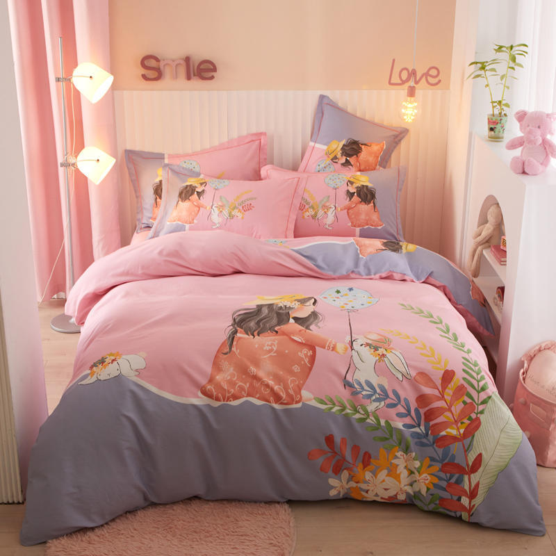 Kids Cotton Cartoon Bedding Set - Boys Girls Bed Linen & Pillowcases