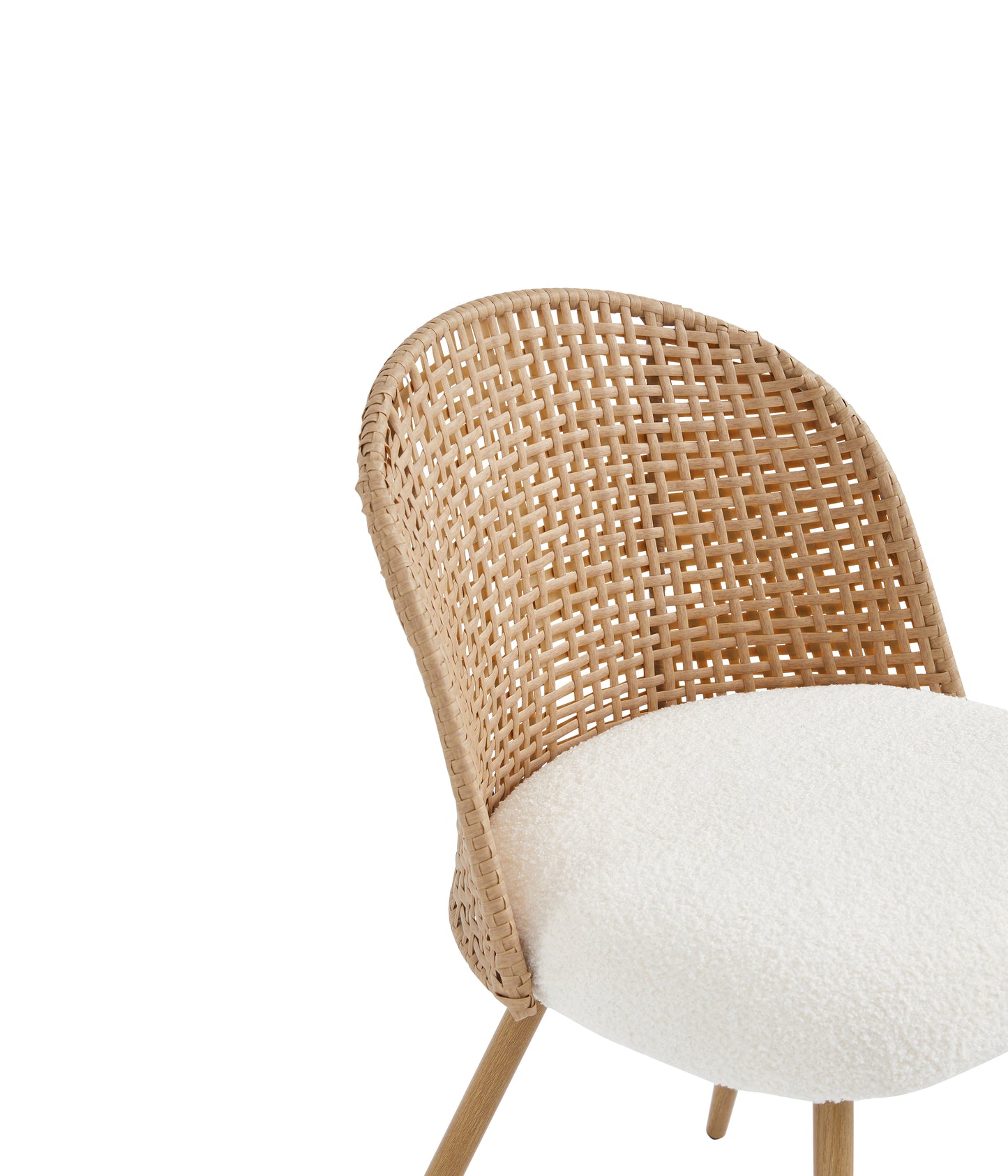 Modern Beige & Brown Wicker Dining Chairs Set of 4