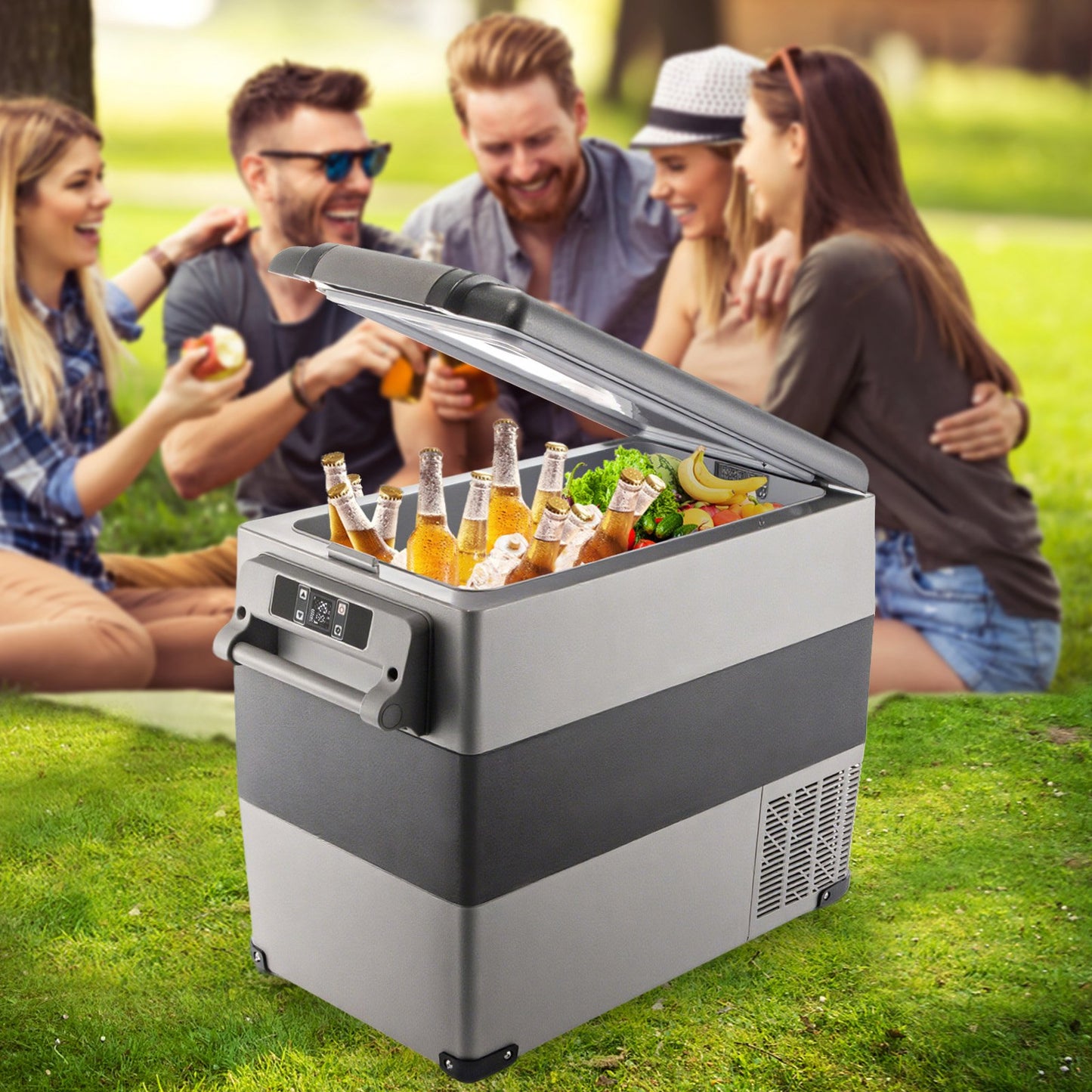 12V Portable Car Refrigerator 58 Quart Dual Zone Cooler Freezer for RV Camping