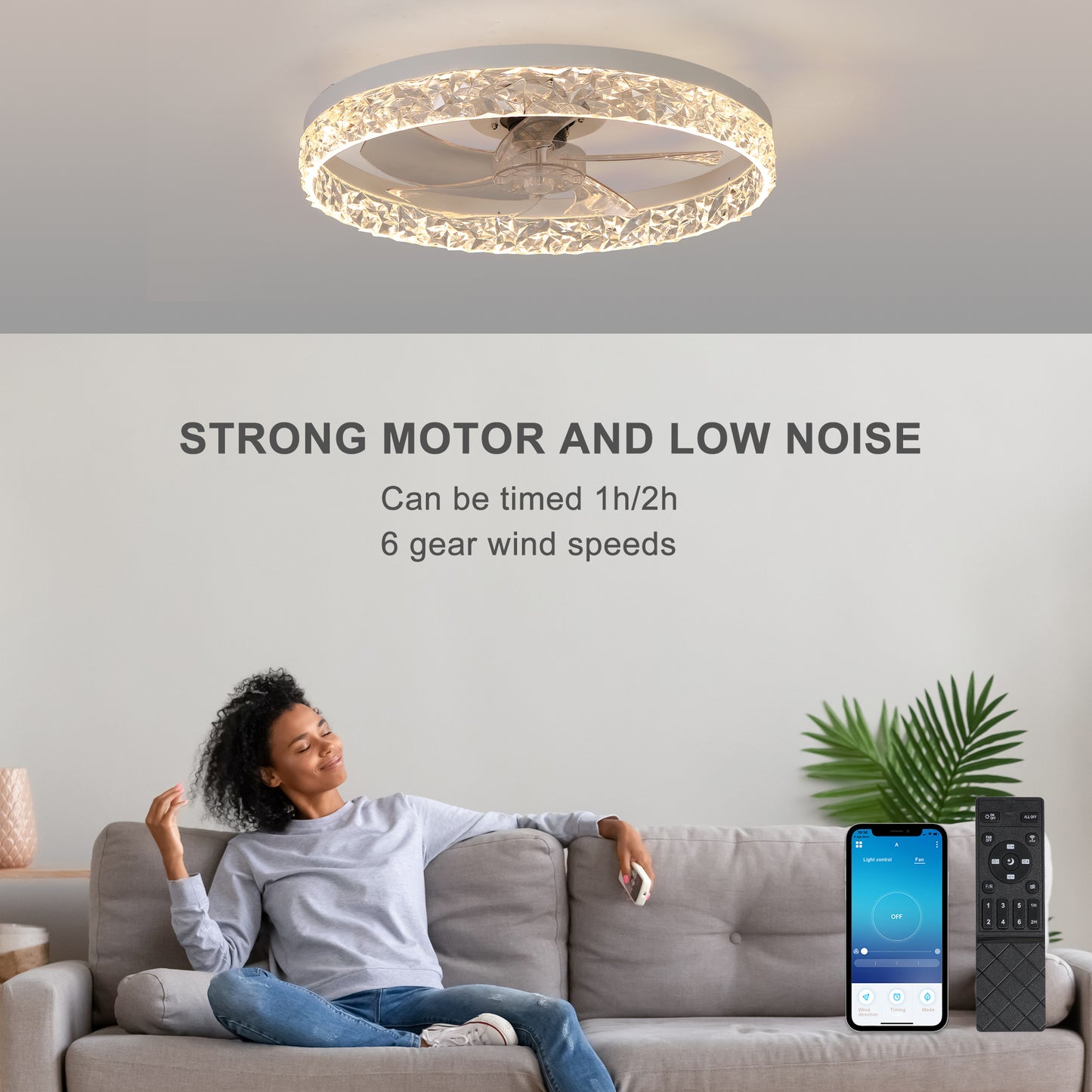 Dimmable LED Ceiling Fan Light with Remote Control - Modern Design