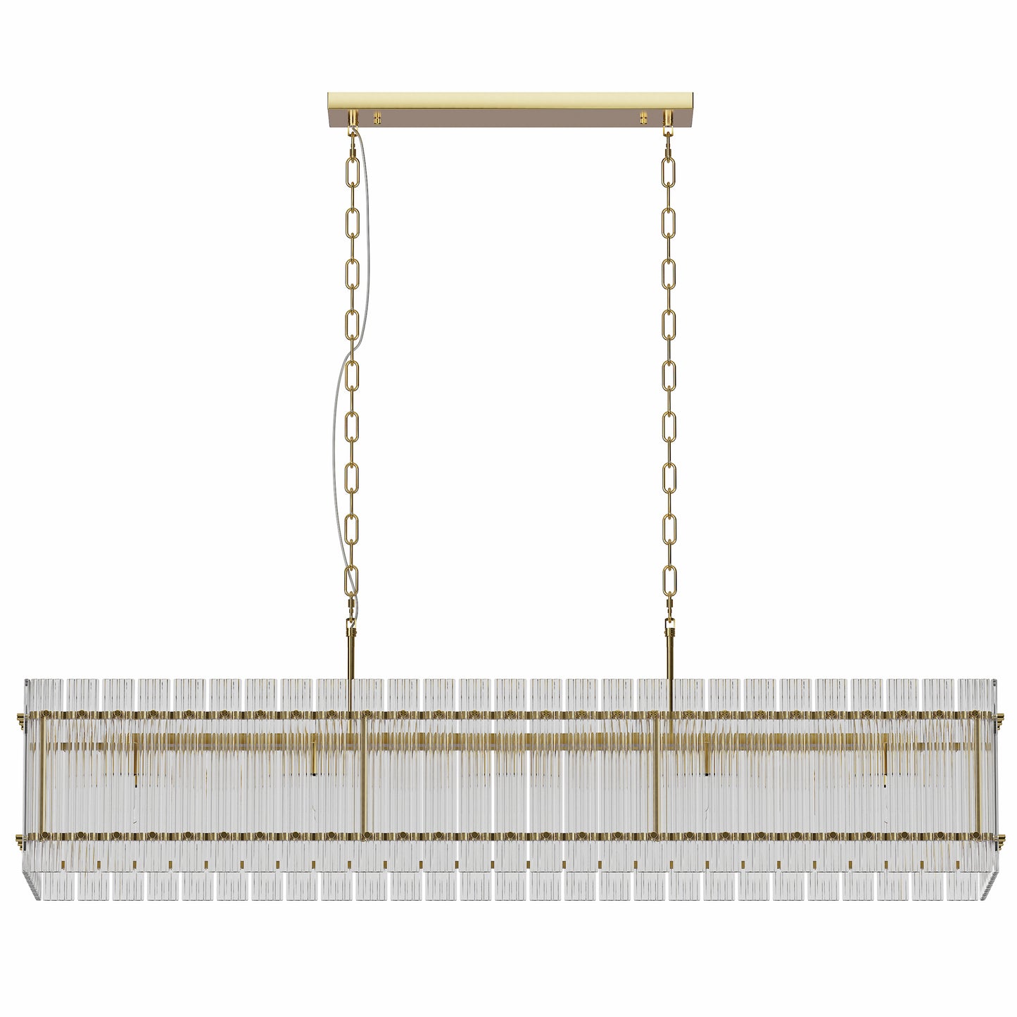 Modern Rectangular Crystal Glass Chandelier - 10-Light Pendant