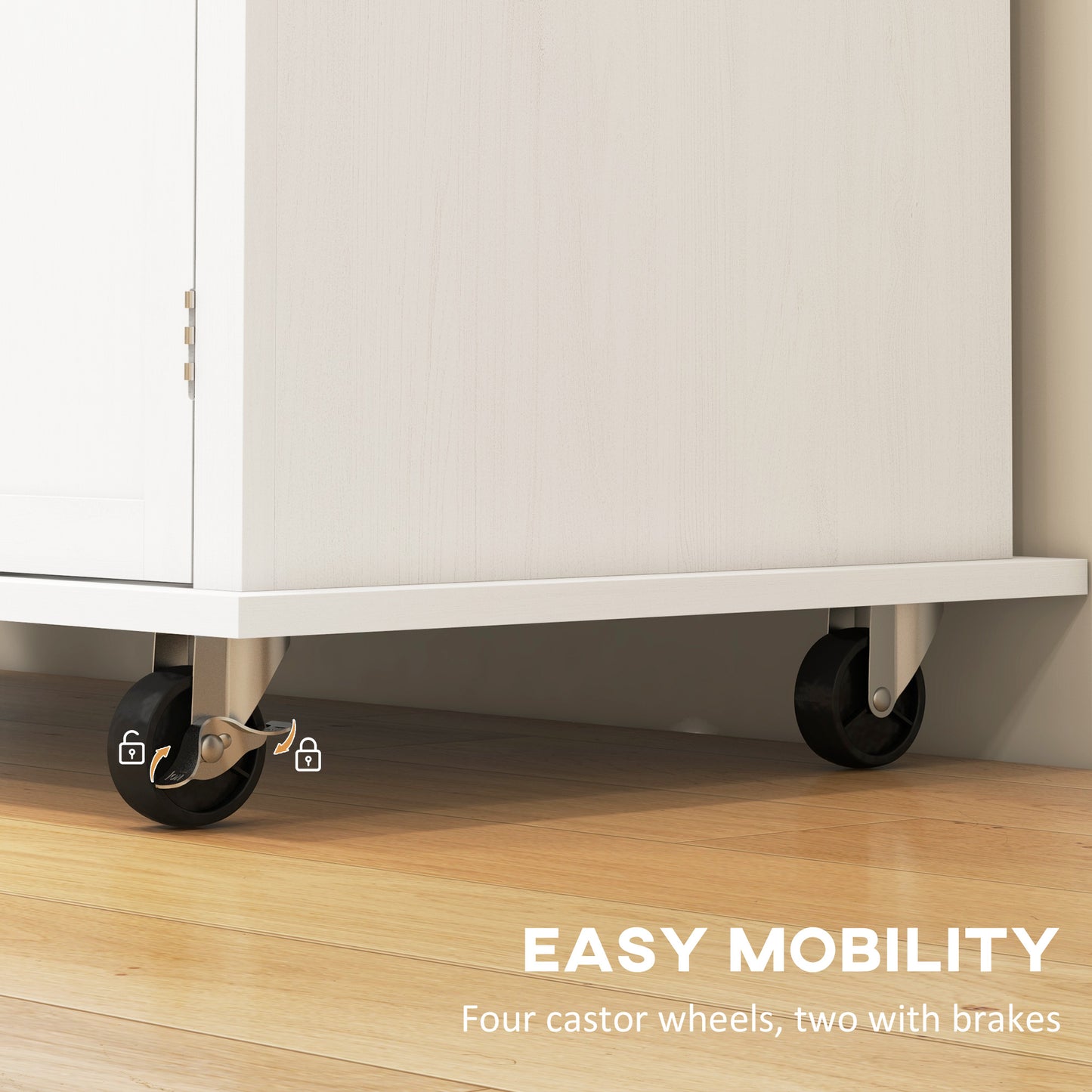Rolling Kitchen Island Cart with Spice Rack - Distressed White