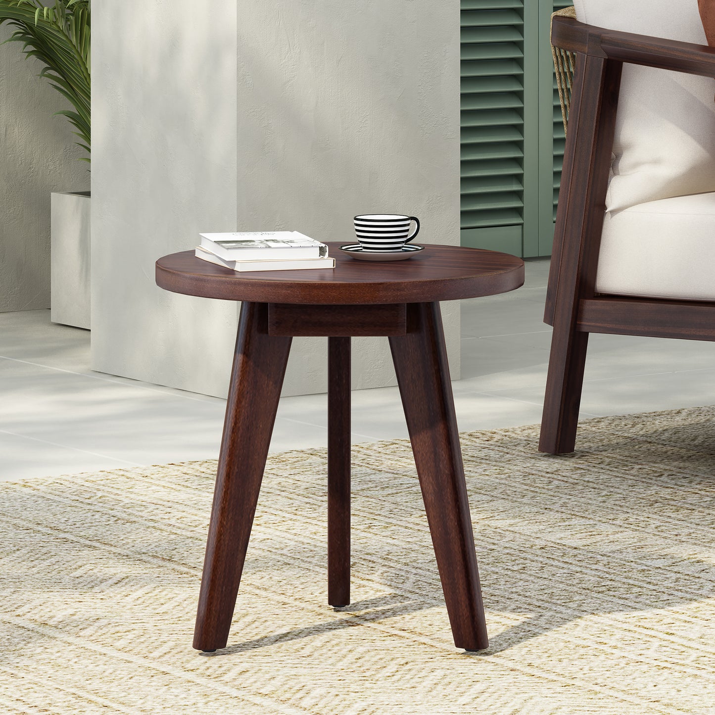 Dark Brown Solid Wood Side Table - Modern Outdoor Furniture