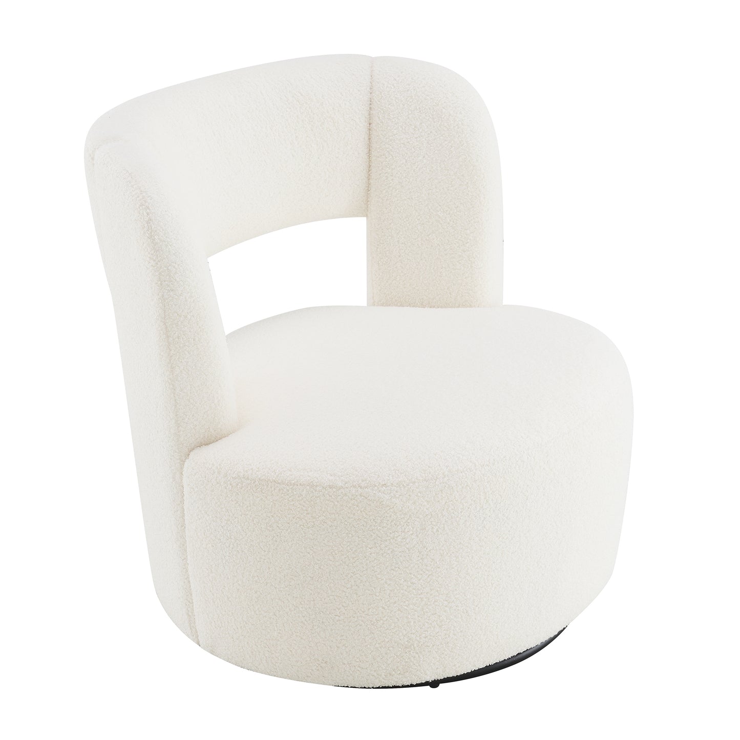 Swivel Barrel Chair in Soft Teddy Fabric - Cream Accent Chair
