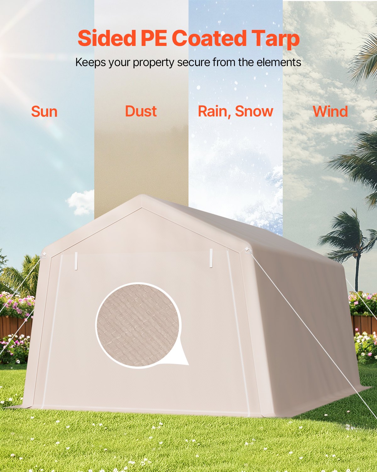 10x15 Ft Waterproof Outdoor Storage Shelter with Metal Frame and Canopy