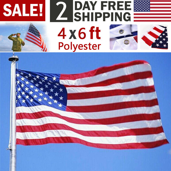 4X6FT American Flag - USA Nylon Flag with Brass Grommets