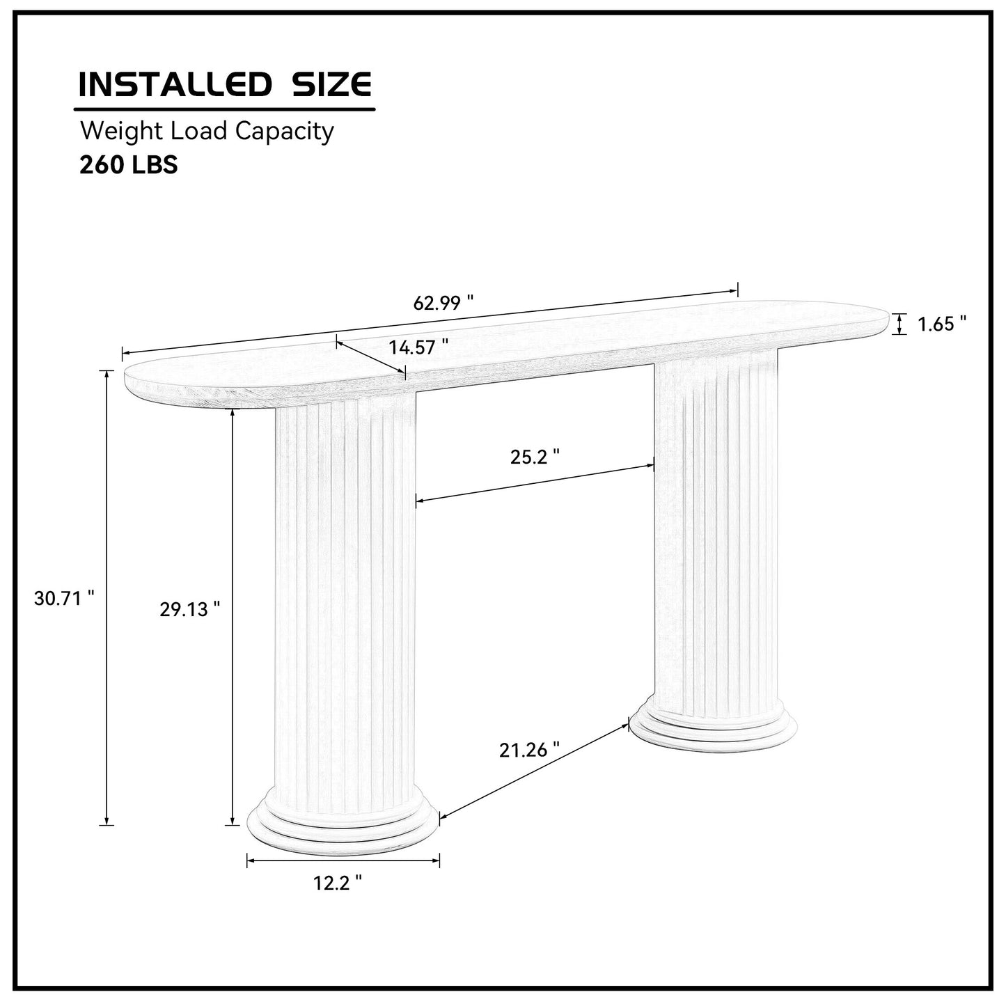 Modern White Console Table with Roman-Style Legs - 62.99 Inch