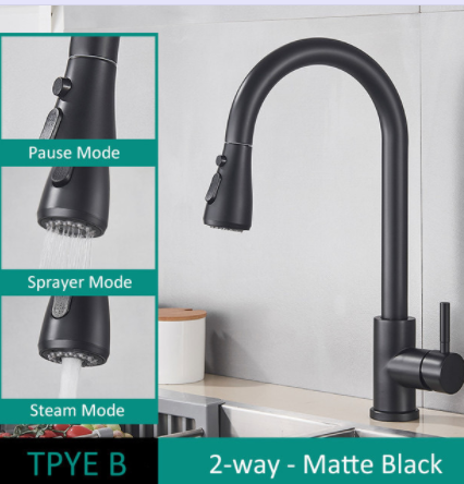 304 Stainless Steel Kitchen Pull-Out Faucet with Multiple Finish Options