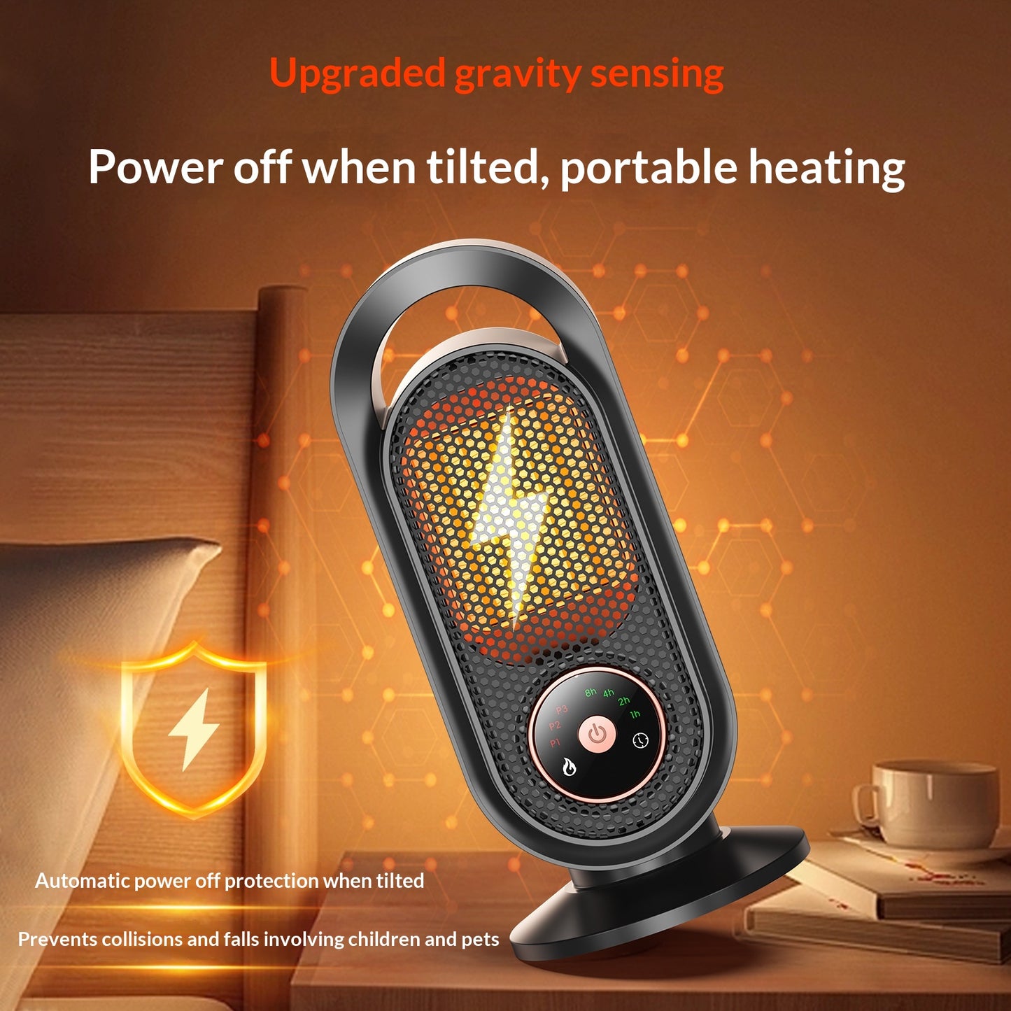 Mini Desktop Space Heater with Oscillating Fan and Touch Control