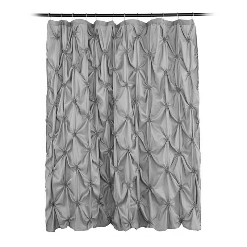Folding Polyester Bathroom Shower Curtain with Pleated Design - 180x180cm