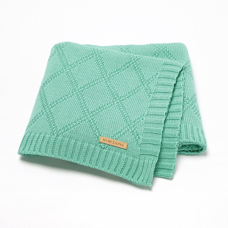 Baby Knitted Blanket 70x90cm Cotton Solid Color Bedding for Toddler