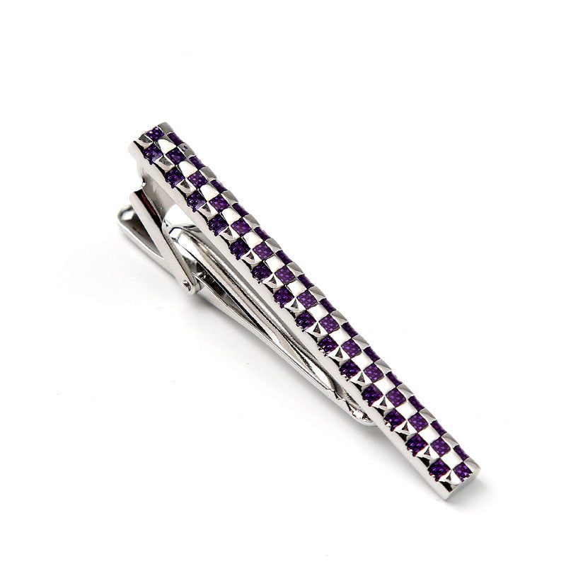 Classic Enamel Lattice Tie Clips for Men - Multiple Colors
