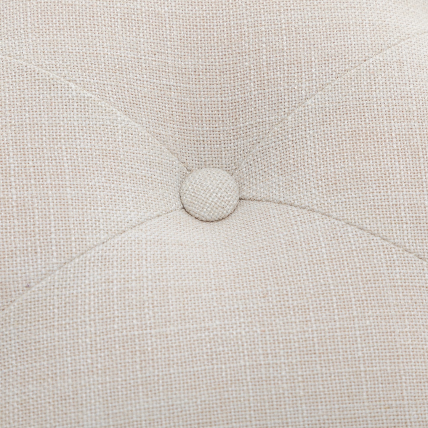 Tufted Vanity Stool with Linen Upholstery and Solid Wood Legs - Beige