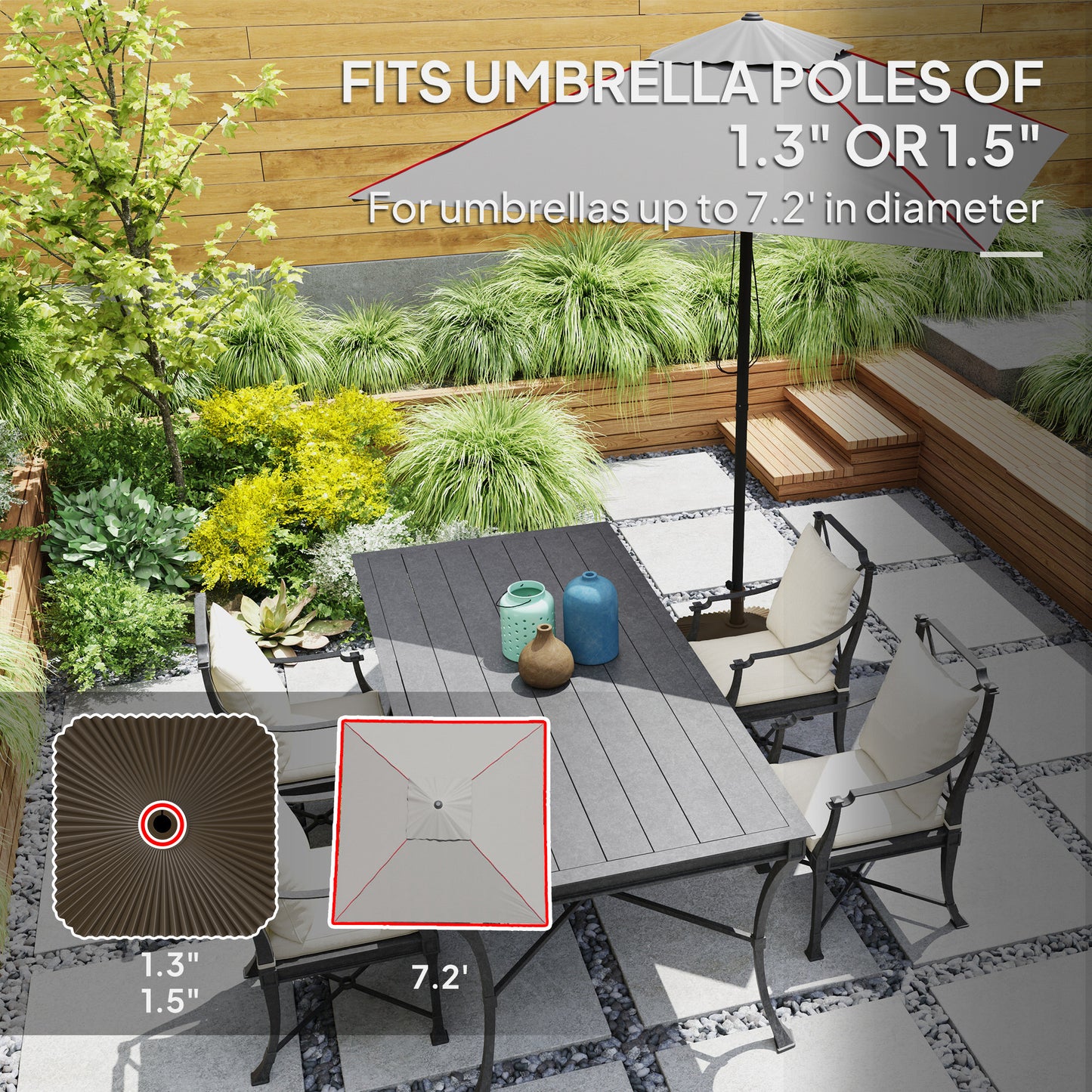 Heavy Duty Square Patio Umbrella Base - 42 lbs Sand/33 lbs Water, Brown