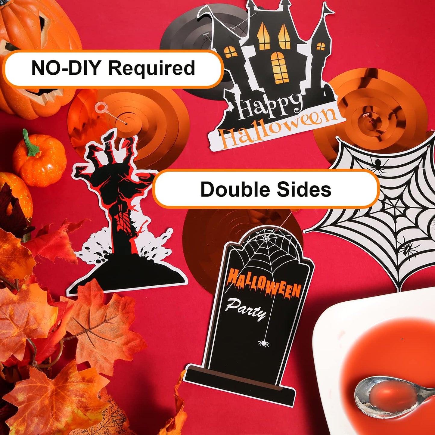 36 Pcs Halloween Hanging Swirl Decorations - Multi-Color