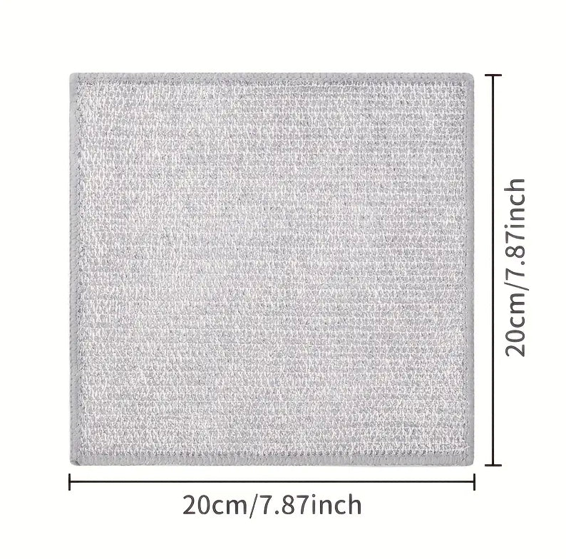 Double-Sided Kitchen Oilproof Cleaning Scouring Pad - Microfiber, 20x20cm, Multi-Pack