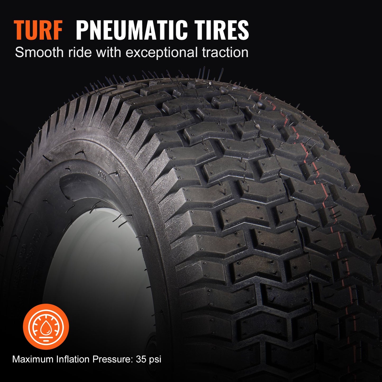 16x6.5-8 Lawn Mower Tires with Rims 2-Pack Tubeless Turf Tractor Wheels
