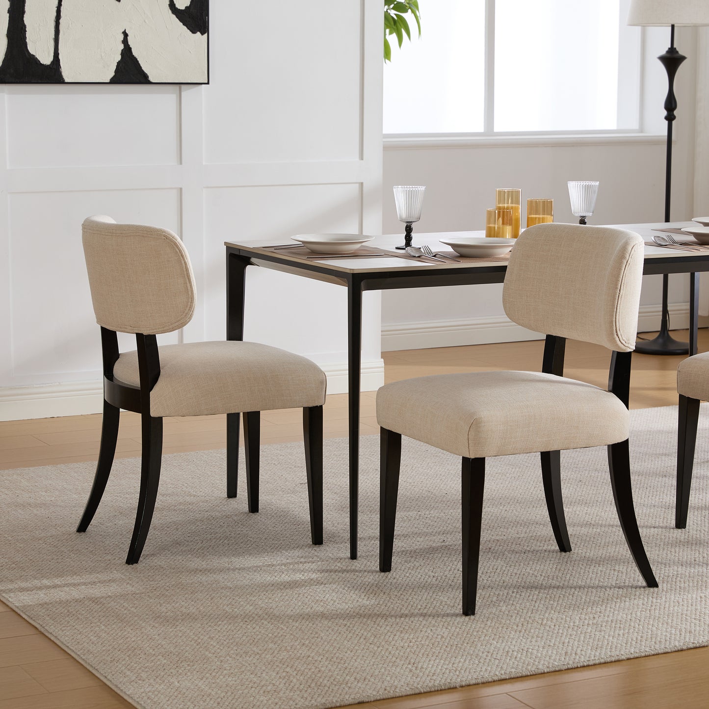 Modern Upholstered Dining Chairs Set of 2 - Cream