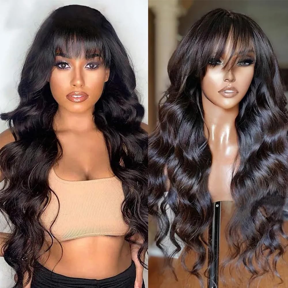 Full Machine Made Body Wave Human Hair Wig - Natural Color, Multiple Lengths
