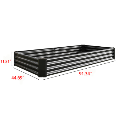 Metal Raised Garden Bed Kit 7.6x3.7ft for Vegetables, Flowers, Herbs - Black