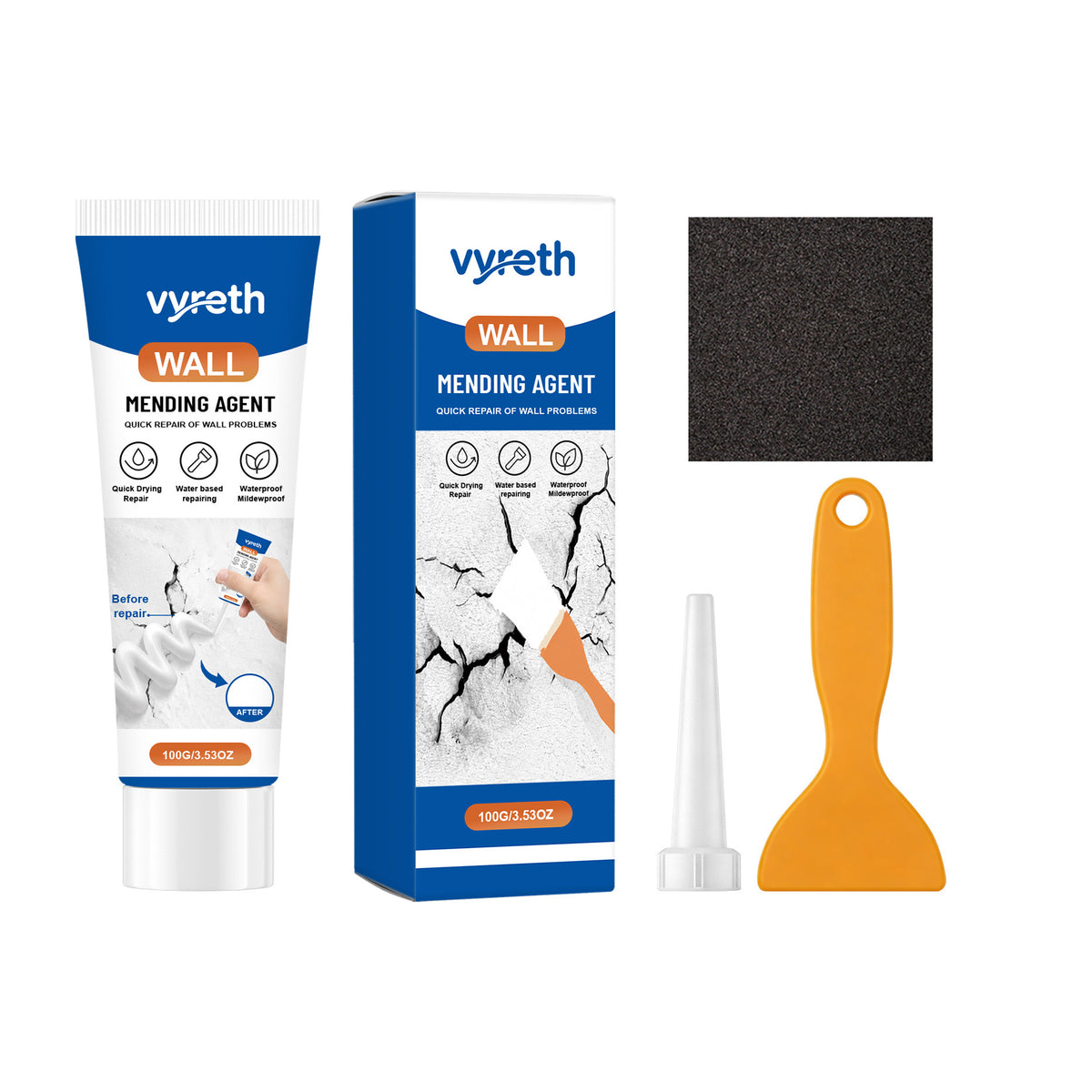 Wall Repair Paste - 100G Home Wall Fixing Compound with Scraper & Sandpaper