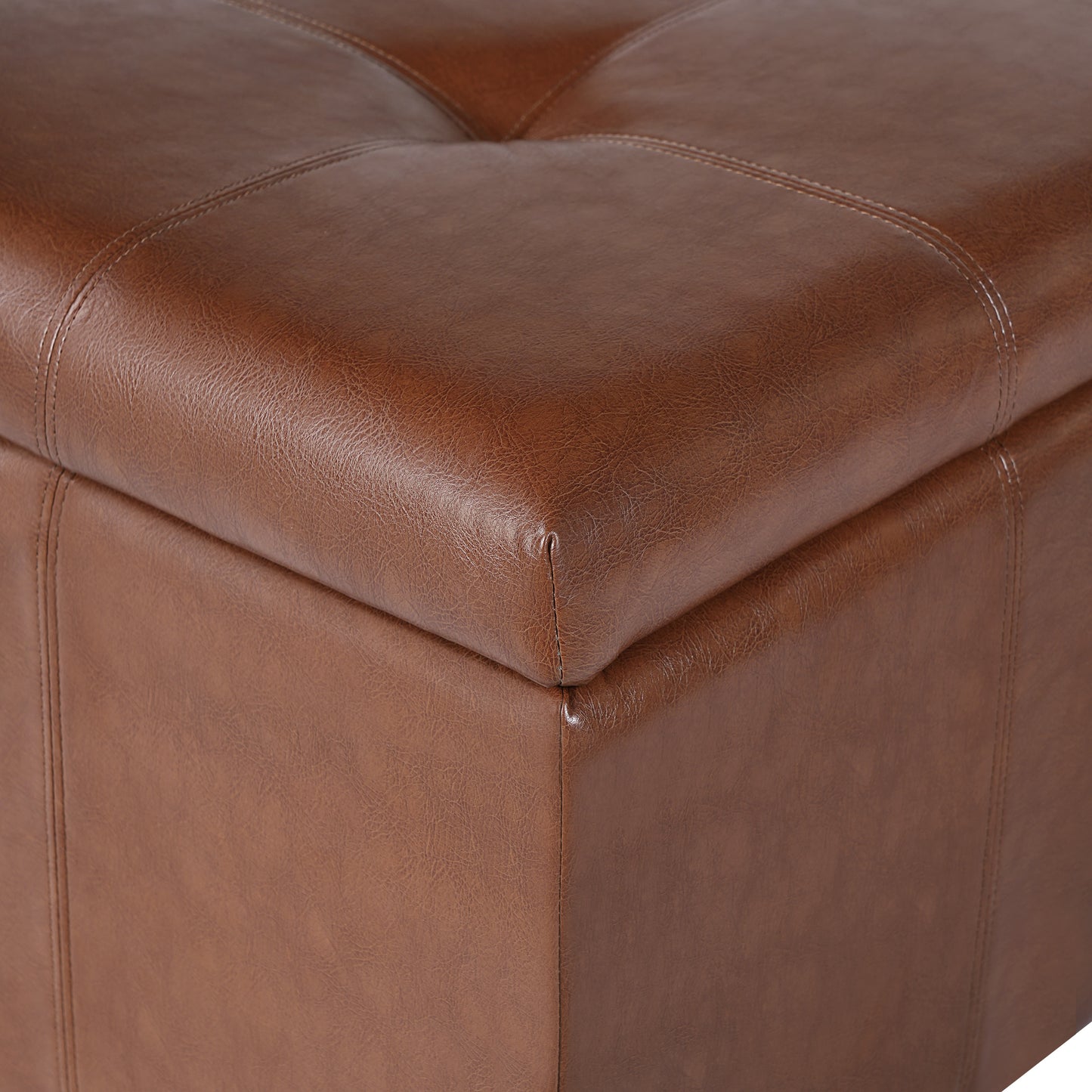 Richmond Storage Ottoman - Brown Faux Leather