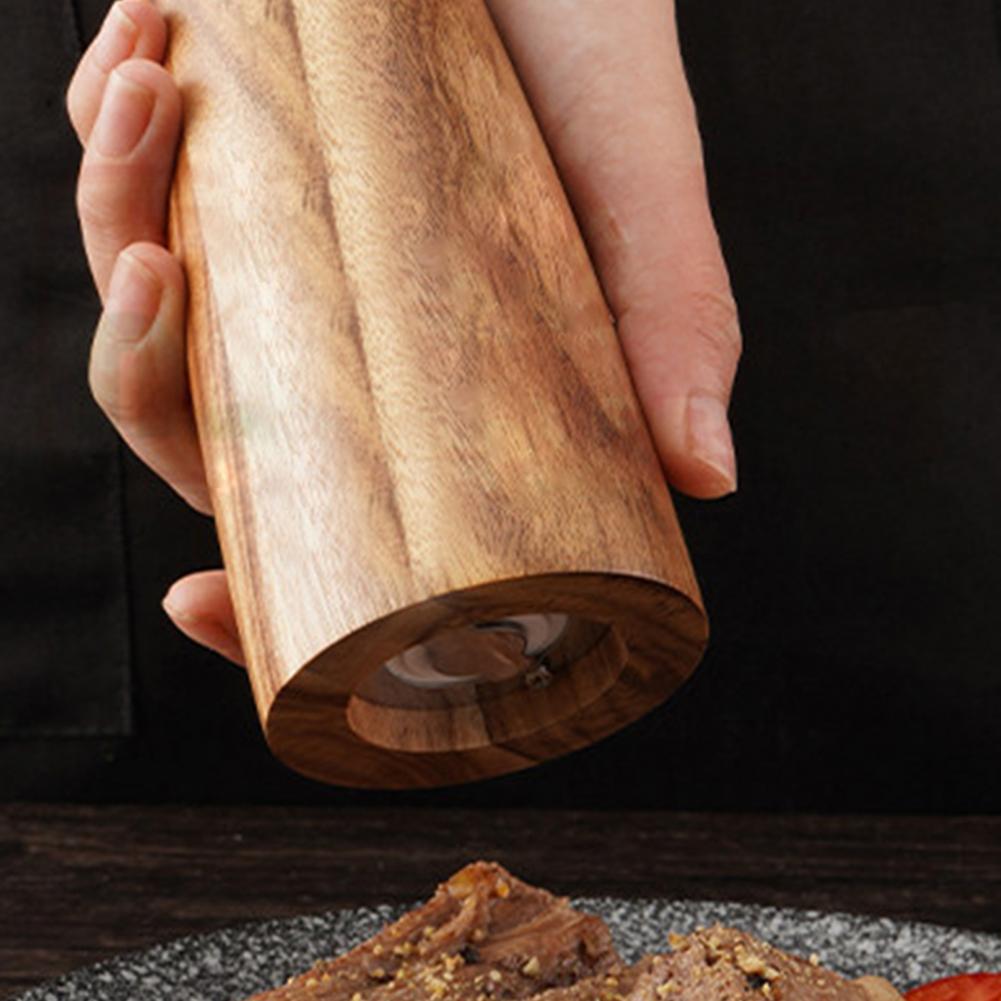 Round Head Wood Spice Grinder - Ceramic & Acacia Kitchen Tool