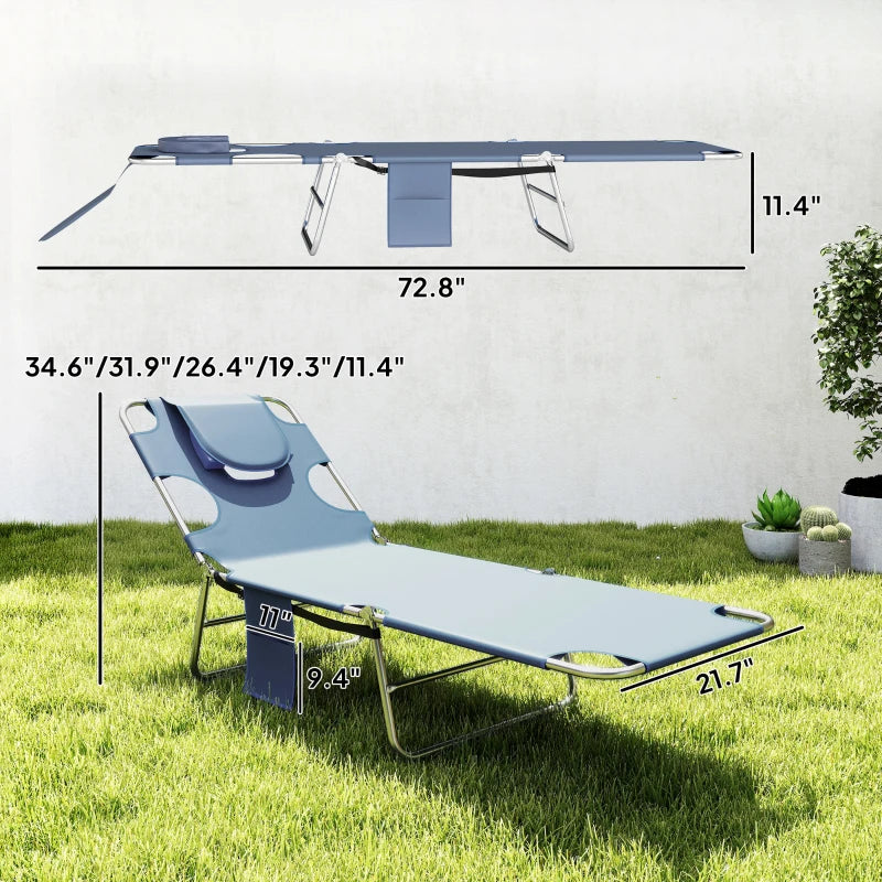 Adjustable Folding Tanning Chairs - Set of 2 Gray Loungers