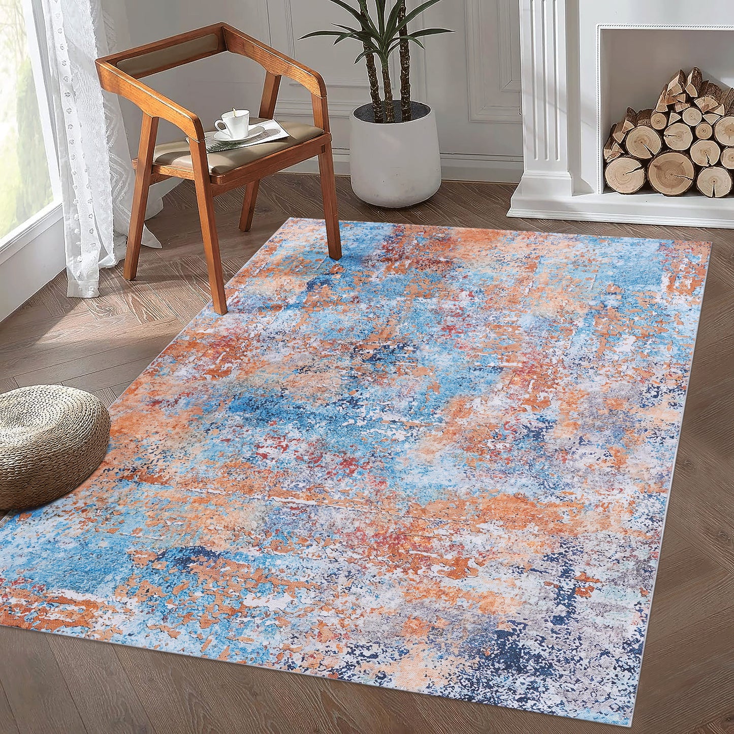 MAVAL Multi Washable Rug 5x8 Area Multi, 5' X 8'