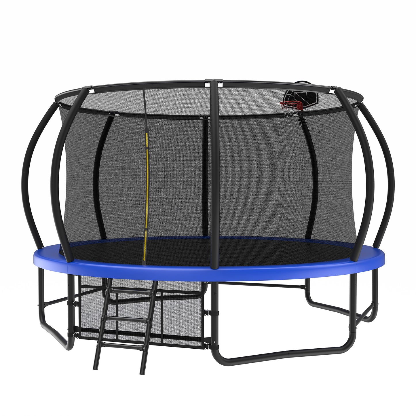 14FT Outdoor Trampoline with Enclosure, Ladder & Anti-Rust Coating - Blue