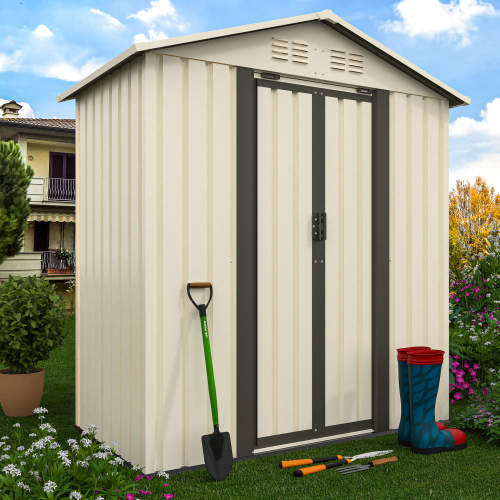 Outdoor Garden Storage Shed 5ft x 3ft with Aluminum Frame White
