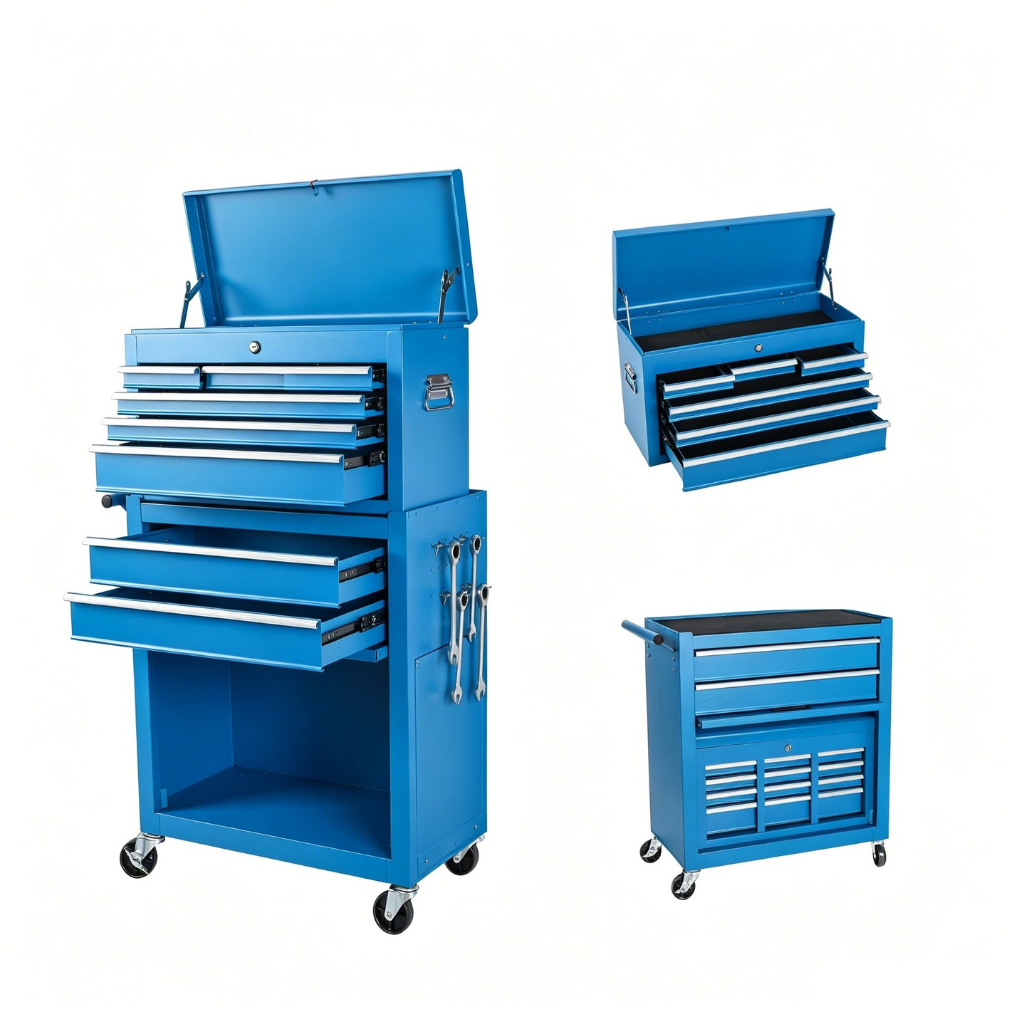 8-Drawer Steel Rolling Tool Chest with Detachable Top Box - Garage Storage