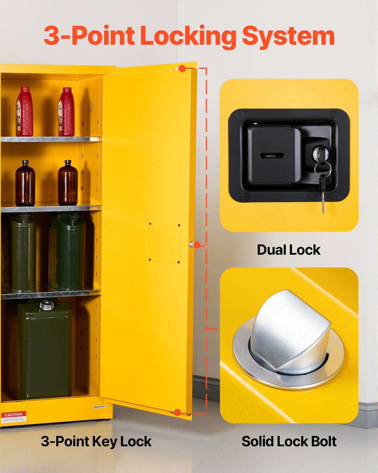 Flammable Storage Cabinet 23 Gallon Steel Safety Locker with Adjustable Shelves