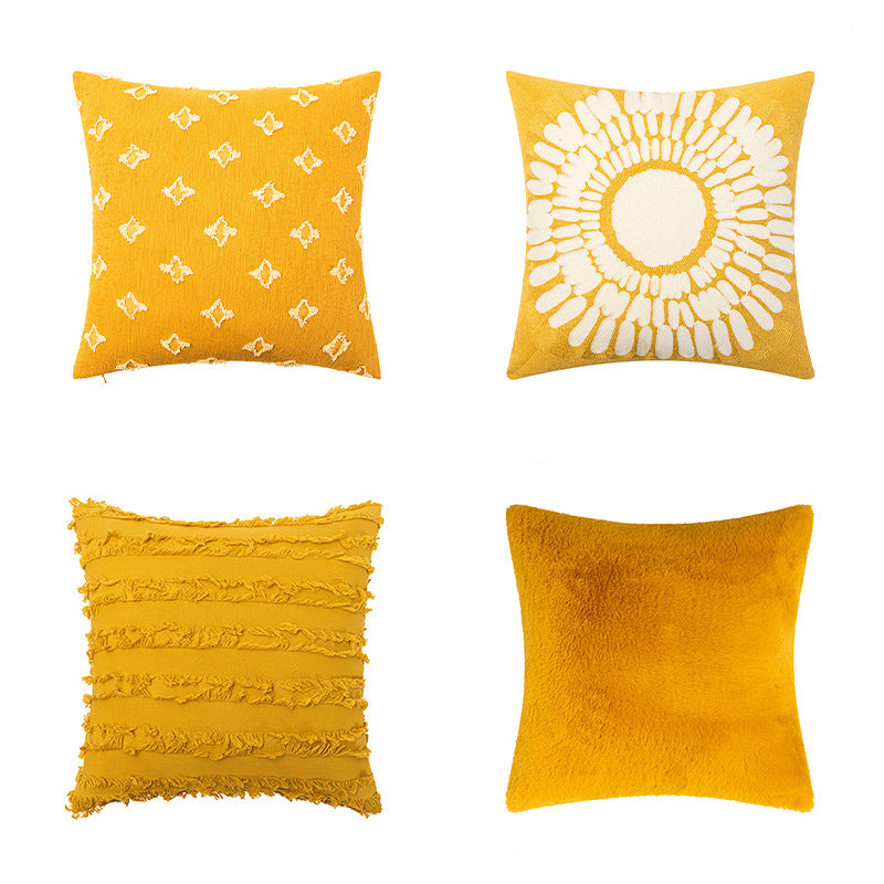 Solid Color Pillow Cover Set 45x45cm Cotton Linen Decorative Cushion Cases