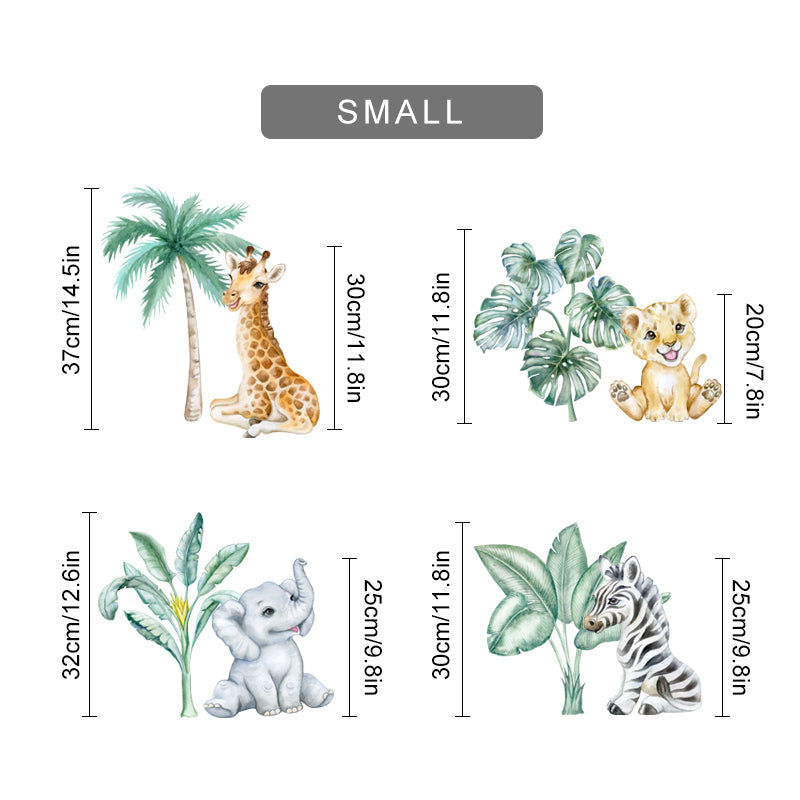 Boho African Animal Tropical Tree Wall Sticker for Kids & Living Room Decor