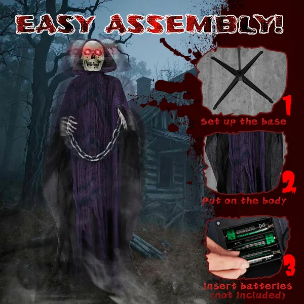 6ft Halloween Grim Reaper Animatronic Decoration - Sound Activated