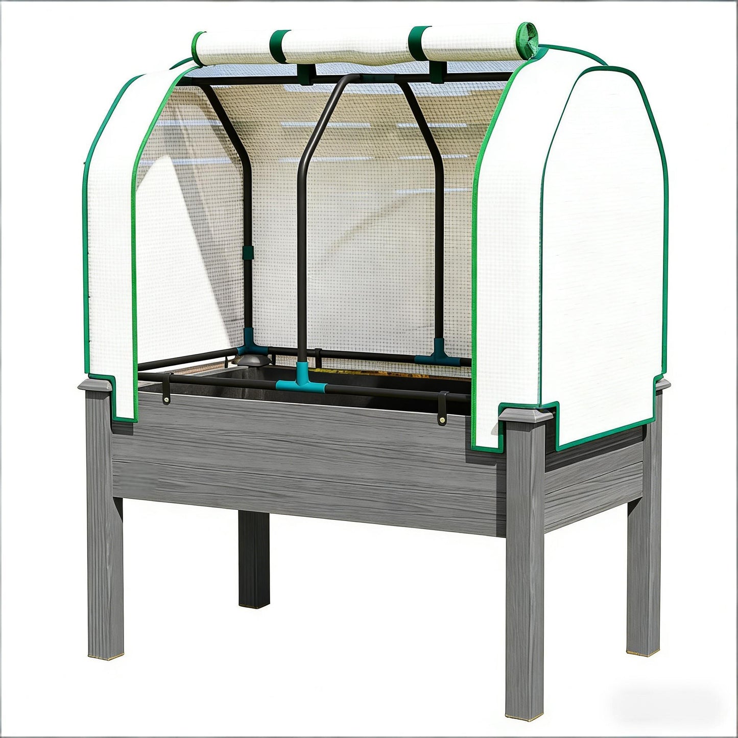 Raised Garden Bed Planter Box - Dark Gray with PE Cover