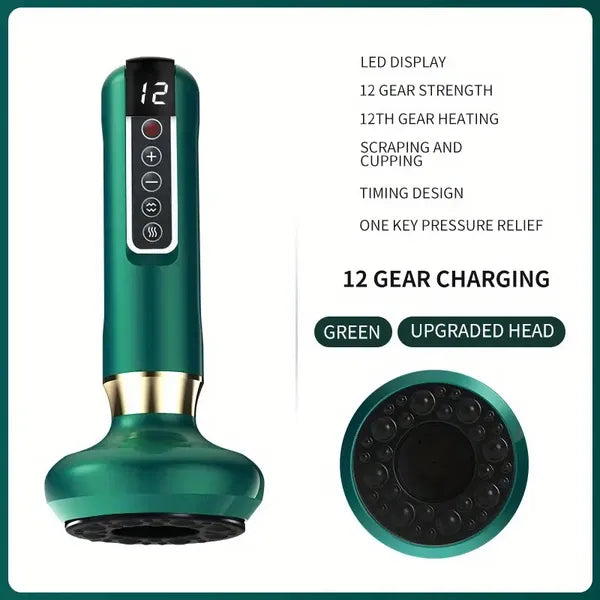 Cupping Massager with 12-Level Body Scraping Tool - Rechargeable Hand Tool