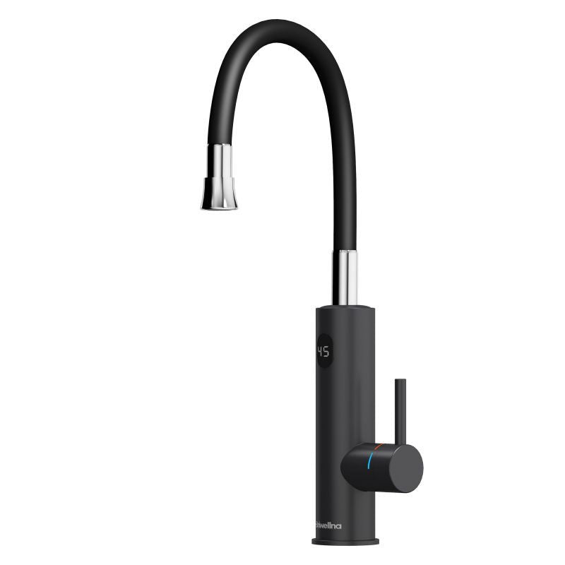 Electric Kitchen Faucet with Digital Display 3200W Adjustable Temperature Black
