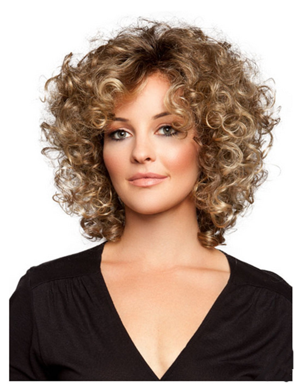 High-Temperature Fiber Fluffy Short Curly Wig - 12 Inch Natural Style