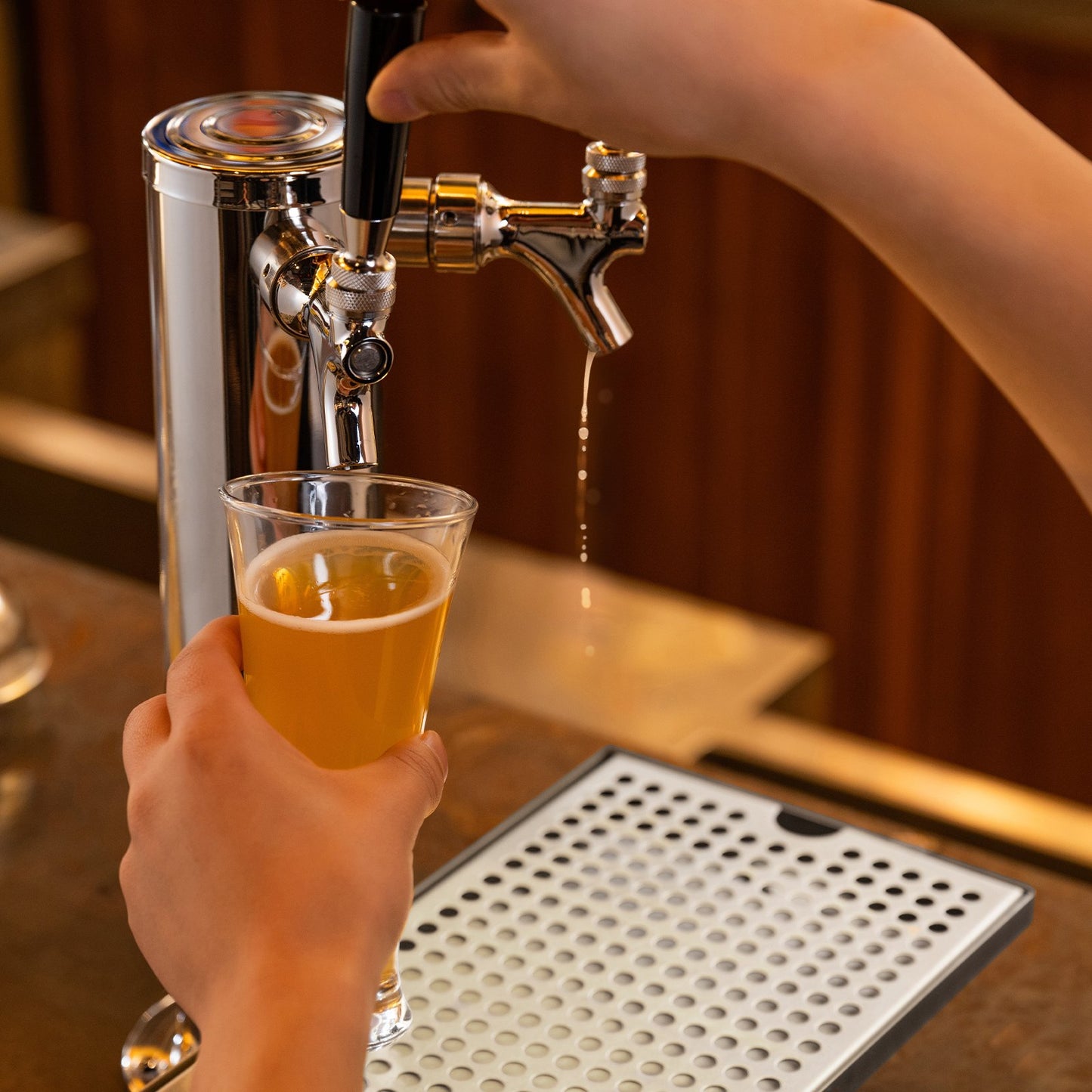 304 Stainless Steel Beer Drip Tray with Non-Slip Pads - Silver