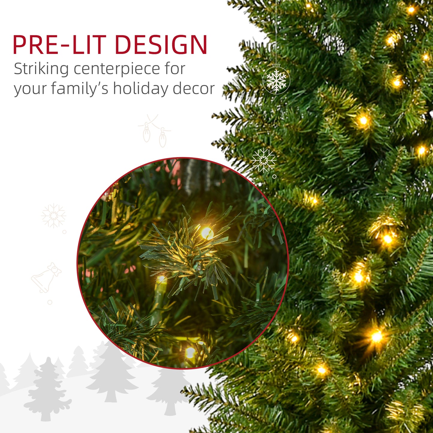 6' Pre-Lit Slim Noble Fir Artificial Christmas Tree - Green