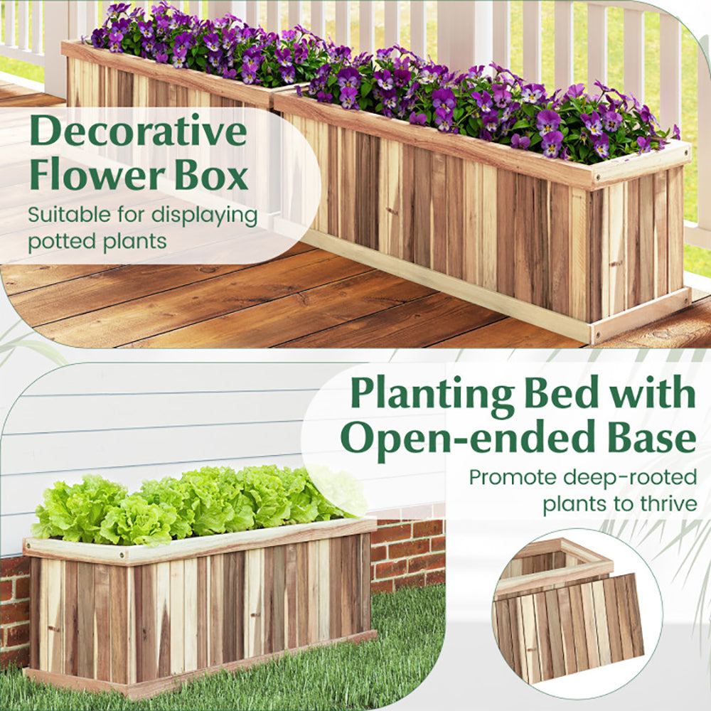 Natural Acacia Wood Raised Garden Bed Planter Box - 36" x 12"