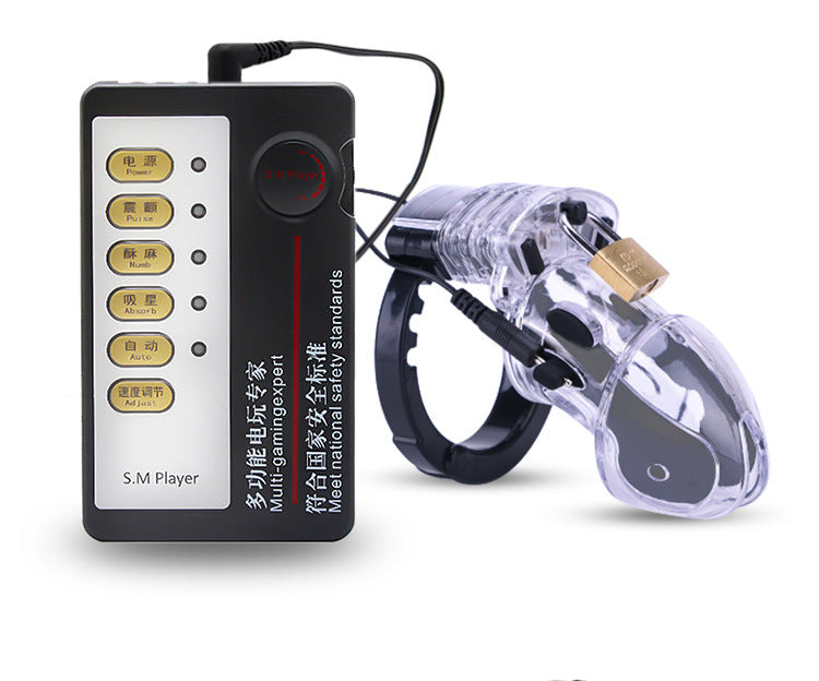 Electric Shock Chastity Cage for Men Adjustable Snap Ring Adult Wellness