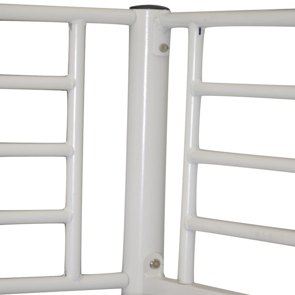 Iron Bed Bunk With Ladder For Kids Twin Size White