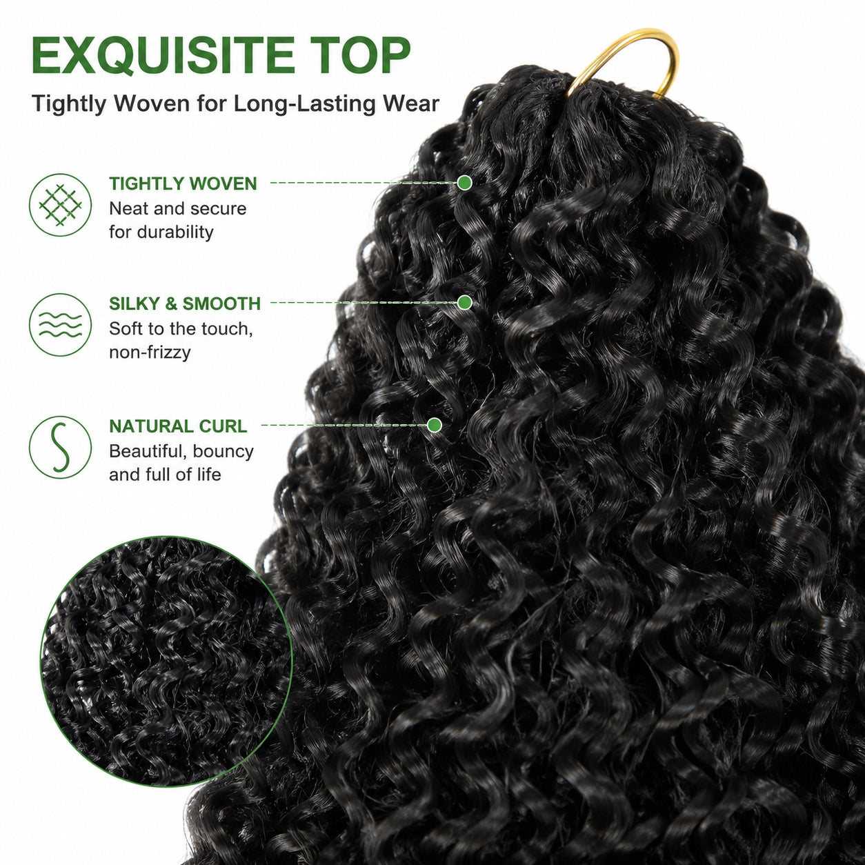 Water Wave Crochet Braiding Hair - Long Bohemian Curly Synthetic Fiber