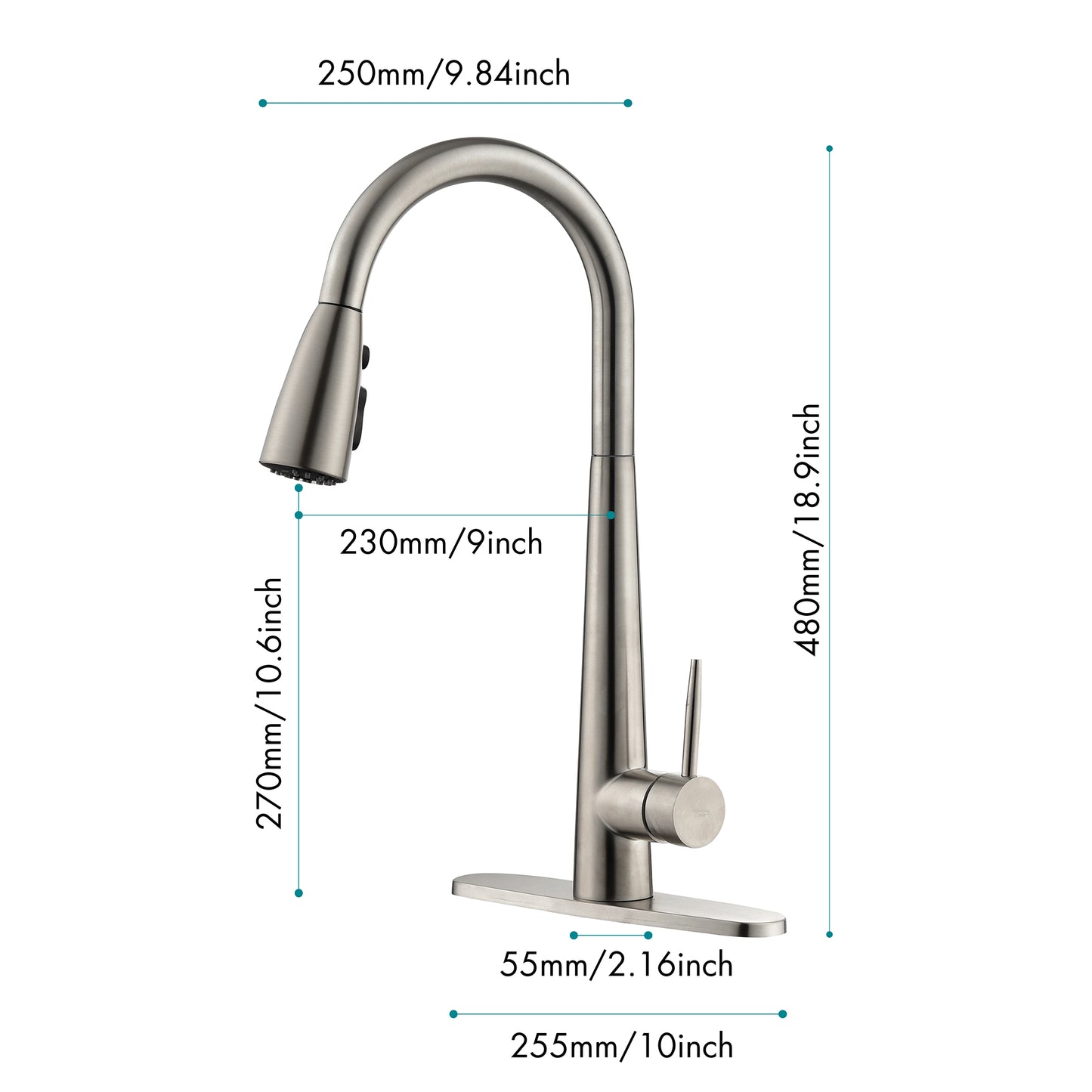 Stainless Steel Kitchen Faucet with Single Handle and Deck